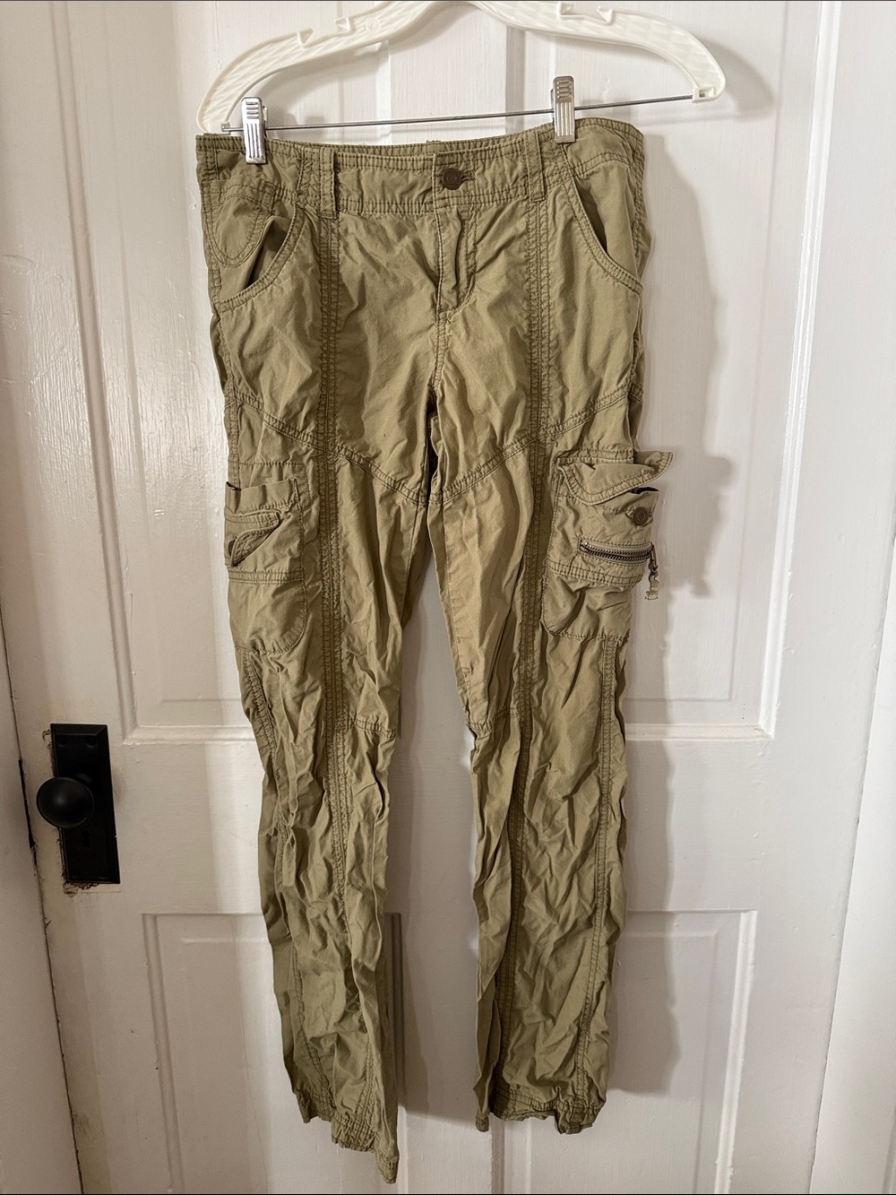 LONDONJEAN Women's Straight Leg Cargo Pants - Olive